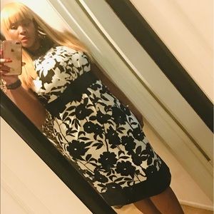 Black and white stretchy flower dress 41 inches